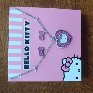 Hello Kitty Pendant & Earrings Set By Sanrio